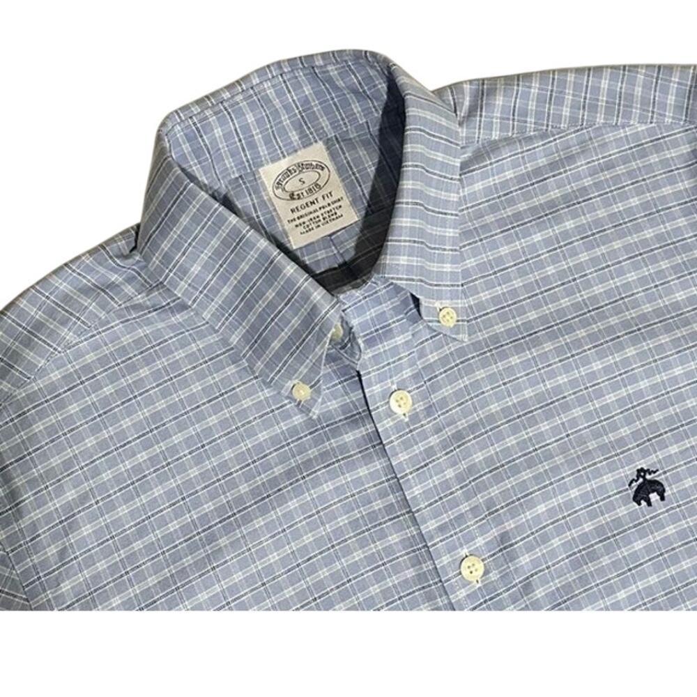 Brooks Brothers 1818 Regent Fit Non Iron Long Sleeve Blue White Size Small